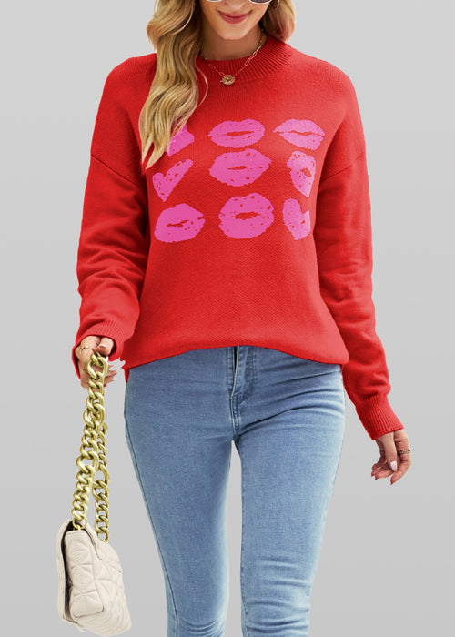 Women's Autumn Winter Love Lips Sweater