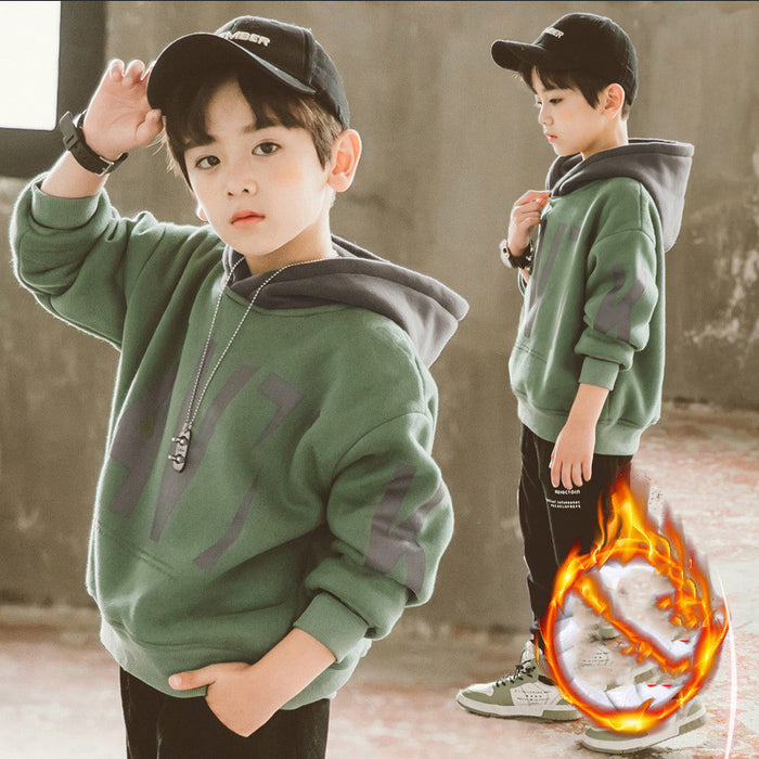 Children's Jacket Plus Velvet Padded Sweater For Boys Autumn And Winter