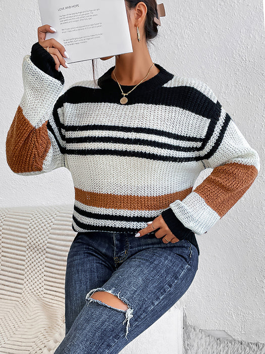 Women's Pullovers Mixed Color Stripes