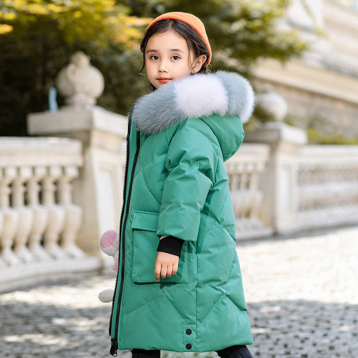 Girls Mid-length Cotton-padded Jacket Children's Winter Clothes