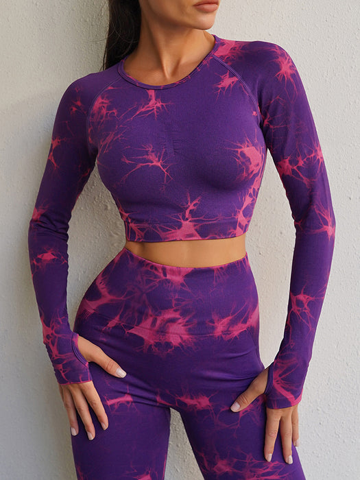 Seamless Knitted Tie-dye Yoga Clothes Fitness Suit