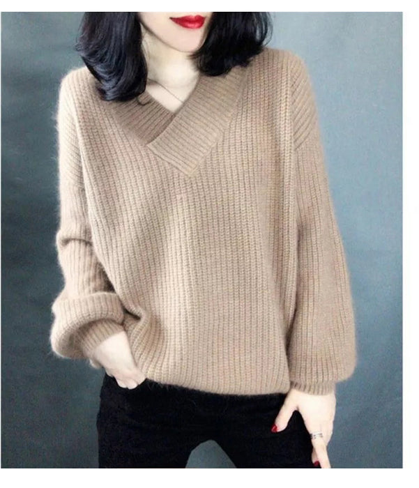 Winter Sweater Women Warm Oversized Pullovers Oversized Sweater Autumn V Neck White Pullover Sweaters And Pullovers For Women Pullover