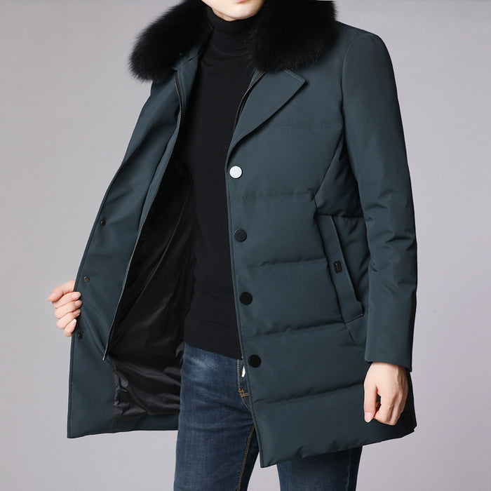 Mid-length thick warm casual hooded coat