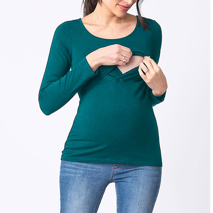 Long Sleeve Scoop Four Seasons Bottoming Breastfeeding T-shirt