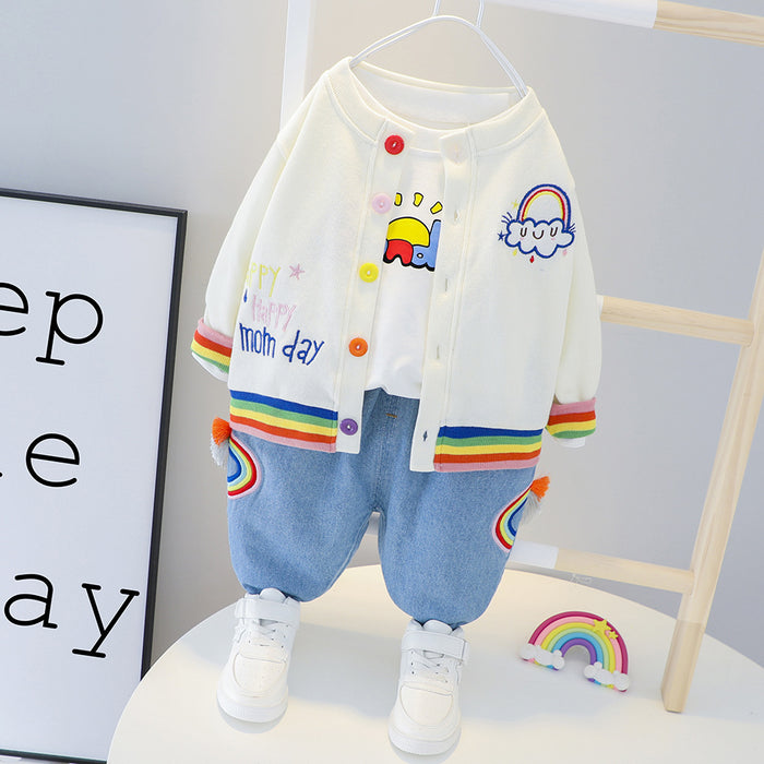 Rainbow Long Sleeve Kids Three-piece Set