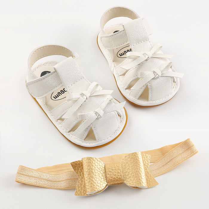 Baby sandals toddler shoes 2-piece headband