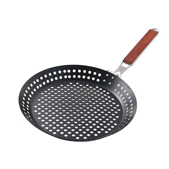 Outdoor Camping Foldable Round Frying Pan Picnic BBQ Heat Resistant Steak Grilled Skillet