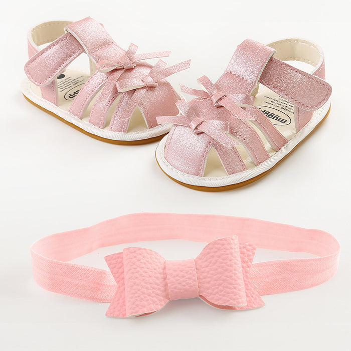 Baby sandals toddler shoes 2-piece headband