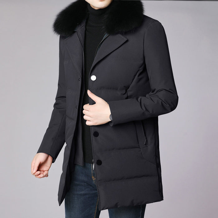 Mid-length thick warm casual hooded coat