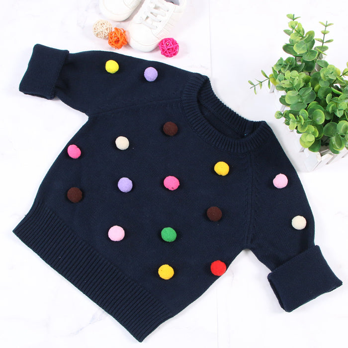 Strickjacke Mädchen Winter Kinder Pullover Kugeln Design Baby Gestrickte Strickjacken Lässige Kleinkind Jungen Pullover Woolen Fleece Mädchen Pullover