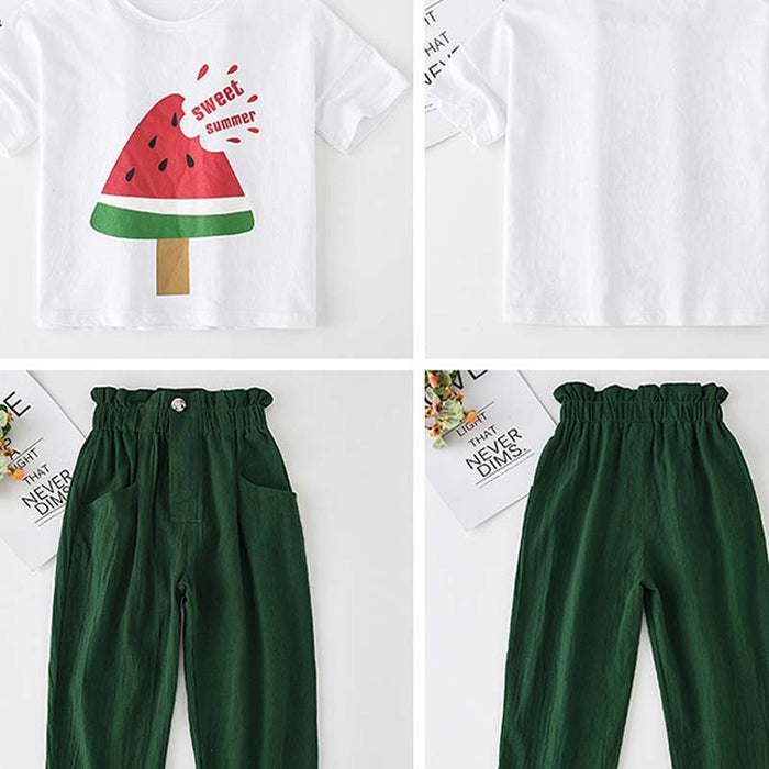 Fashion All-Match Girls Cotton Pants Suit