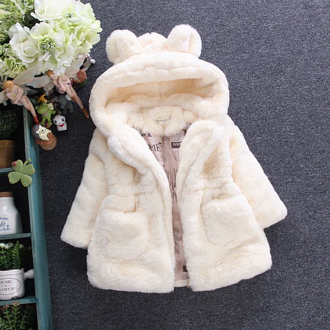 Girls Autumn And Winter Outfit Fur Coat Plus Velvet Thickening