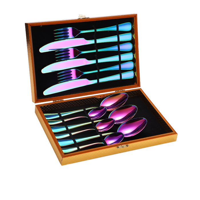 Stainless Steel Steak Cutlery Set Western Cutlery Cutlery Set Gift Box Wooden Box Cutlery