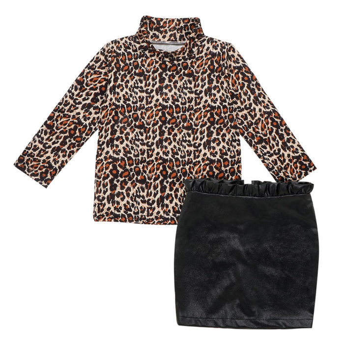 Children's Clothes Girls Leopard Print Long Sleeve Shirt