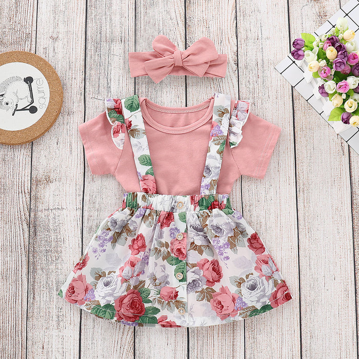 Girl's Cotton Printed Skirt Set