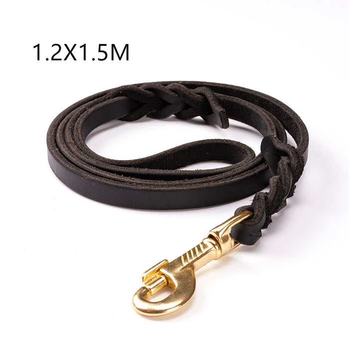 The first layer of leather dog leashes in the large dog chain demu training rope horse dog Golden Retriever dog rope