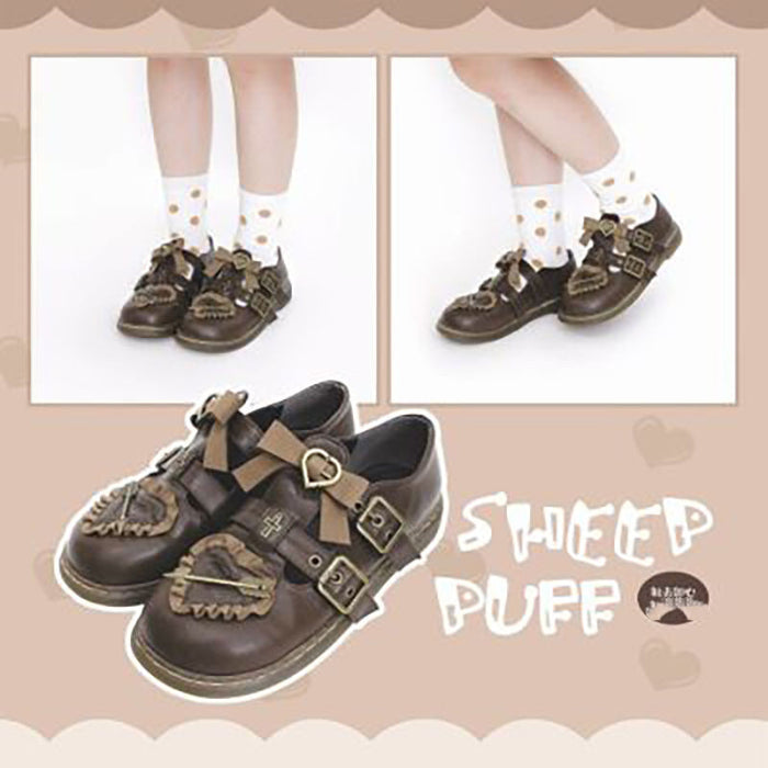 Original Sniper Sweetheart Plus Velvet Retro Bow Round Toe Shoes Japanese Lolita Shoes