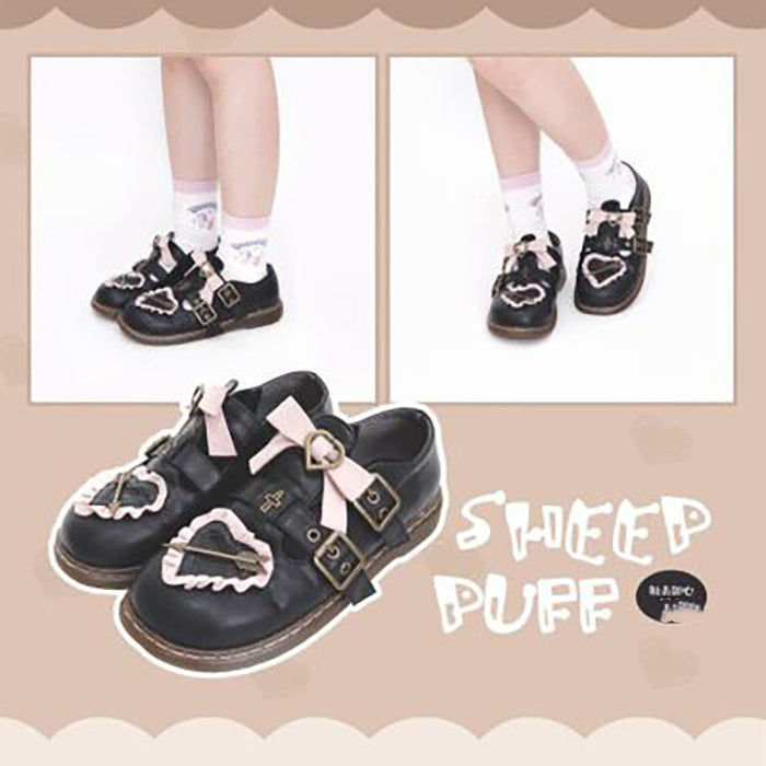 Original Sniper Sweetheart Plus Velvet Retro Bow Round Toe Shoes Japanese Lolita Shoes