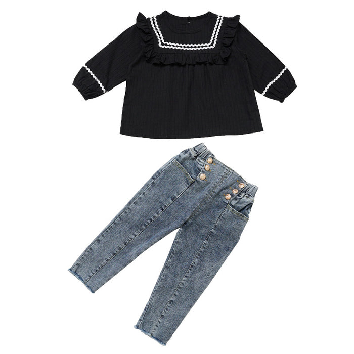 Girls Spring And Autumn Clothes Jeans Girls New Style