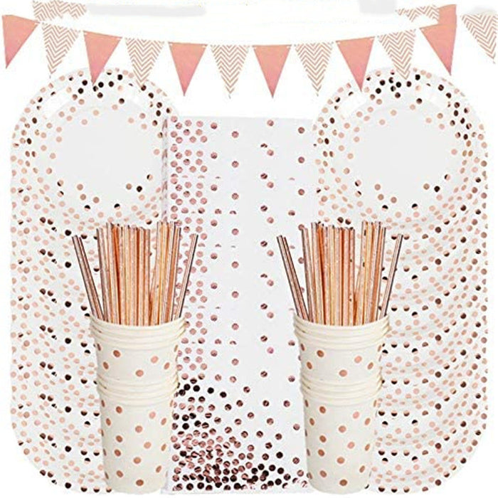 Hot selling Hot Stamping Polka Dot Disposable Tableware Birthday Party Holiday Wedding Party Layout Supplies Combo Package