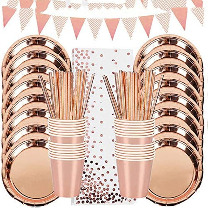 Hot selling Hot Stamping Polka Dot Disposable Tableware Birthday Party Holiday Wedding Party Layout Supplies Combo Package