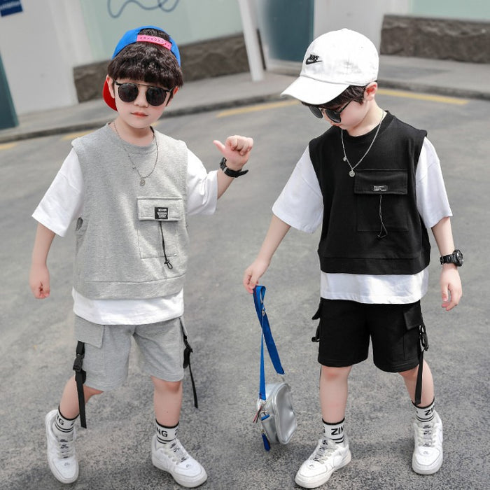 Children's Clothing Boys Summer Short-Sleeved Overalls