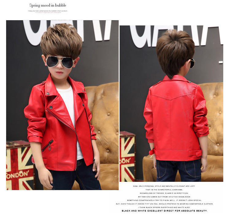 Girls And Boys Korean Children's Leather Jackets