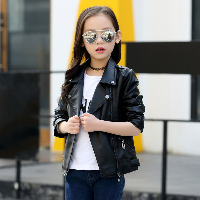 Girls And Boys Korean Children's Leather Jackets