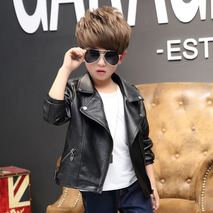 Girls And Boys Korean Children's Leather Jackets