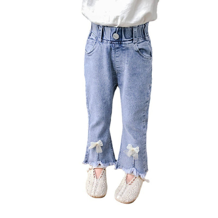 Girls Flared Pants Little Girls Bow Stretch Jeans Trend