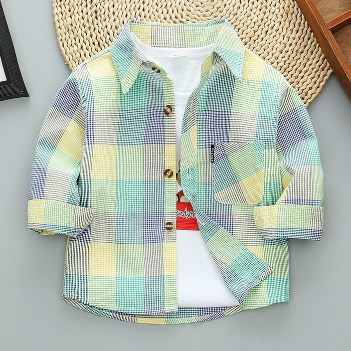 Boys Long Sleeve Plaid Shirt Jacket Spring