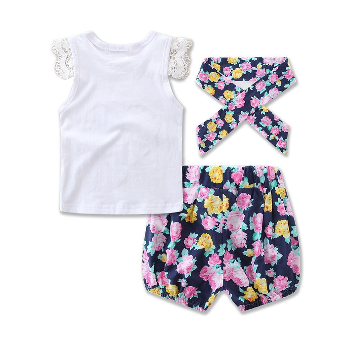 Girls Suit Short Sleeve Love Print