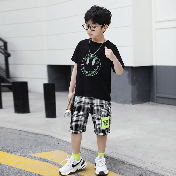 The New Fashion Trendy Fan Foreign Style Big Kids Two-piece Suit