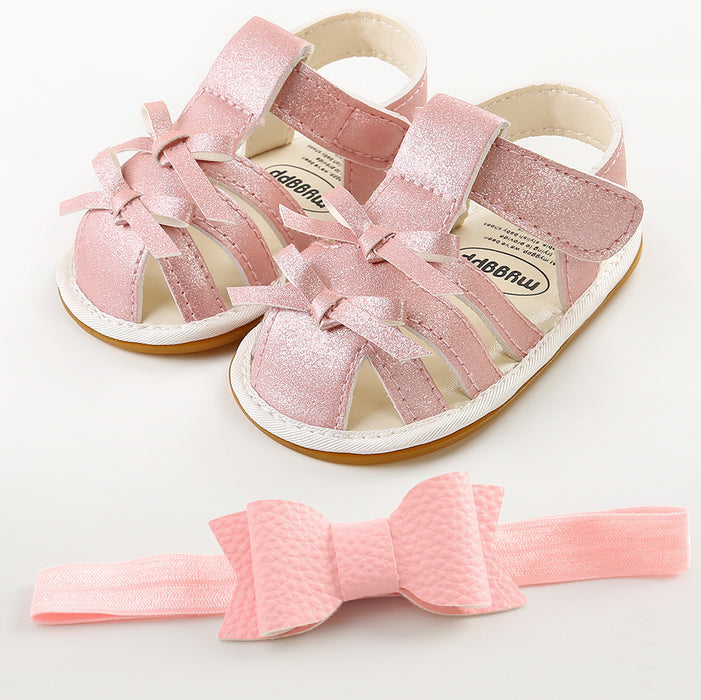 Baby sandals toddler shoes 2-piece headband