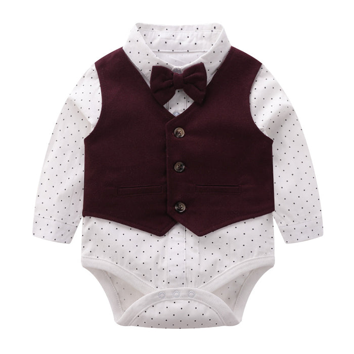 Baby gentleman clothes spring vest kids romper