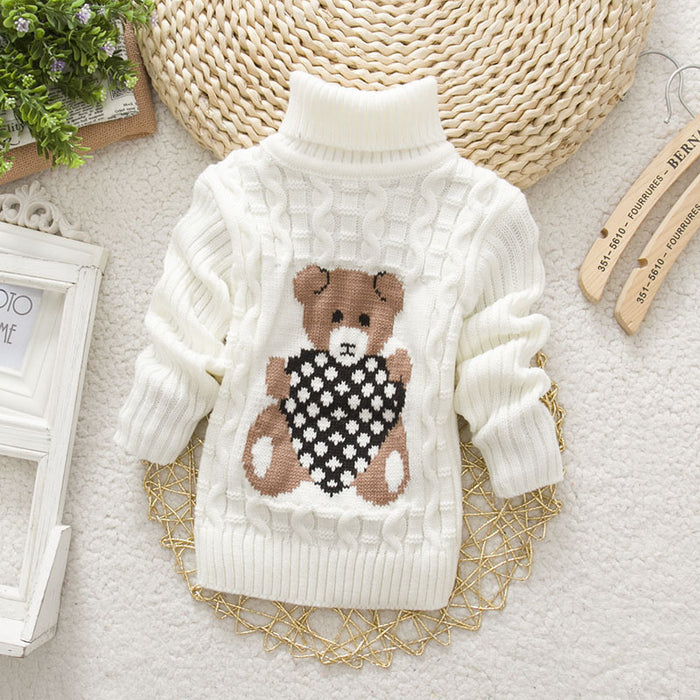 Thickened baby pullover turtleneck sweater