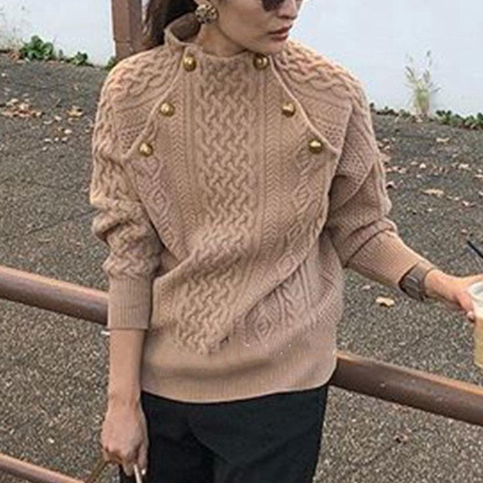 Women's  Long Sleeve Twist Round Neck Sweater Top