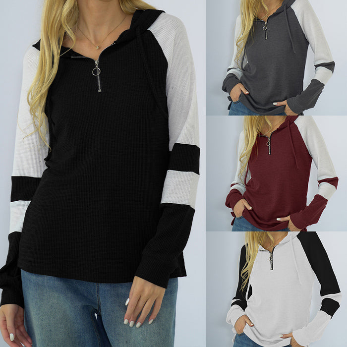 Long Sleeve Hooded Zipper Multicolor Hoodie Loose Women