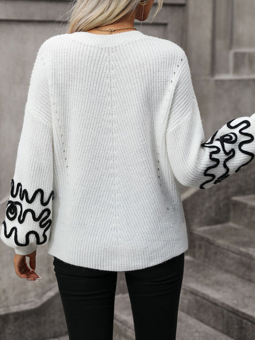 Solid Color Pattern Fashionable Knitted Sweater for  women