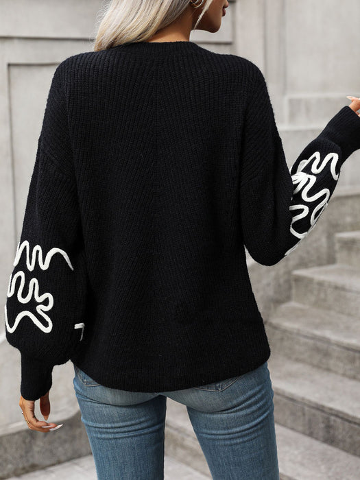 Solid Color Pattern Fashionable Knitted Sweater for women