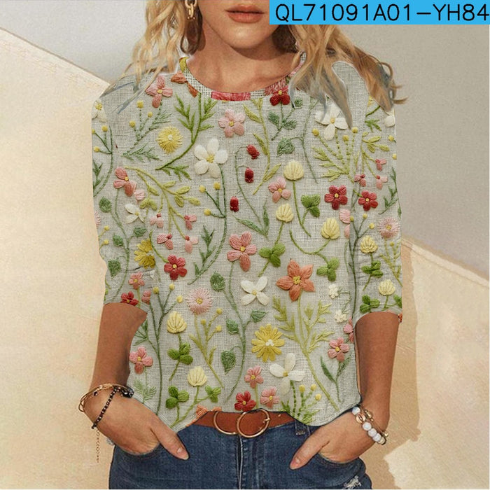 Flower Creative 3D Digital Printing Casual Women's T-shirt