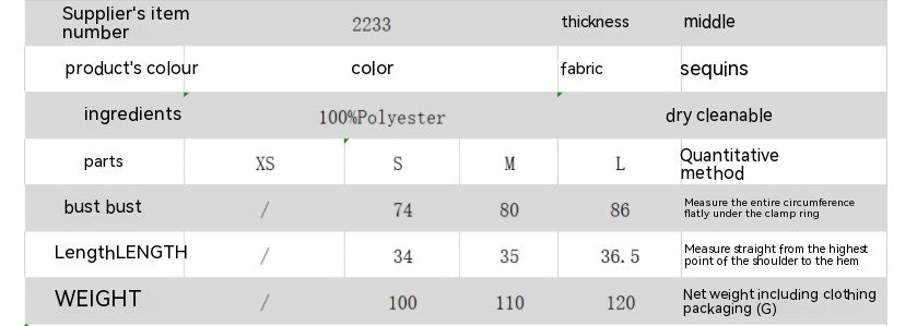 Women's Clothing All-matching Pullover Fashionable Sequins Stitching Slim-fit Crop-top