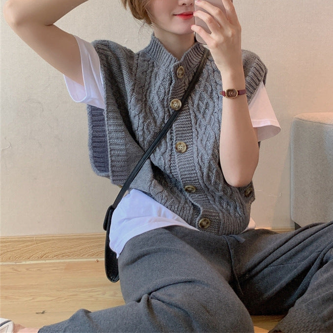 Women's Sleeveless Soft Glutinous Knitted Vest