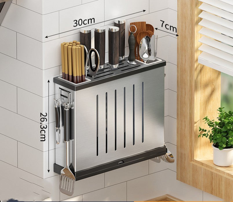 Stainless Steel Knife Rack Shelf Kitchen Wall-mounted Knife Storage Rack