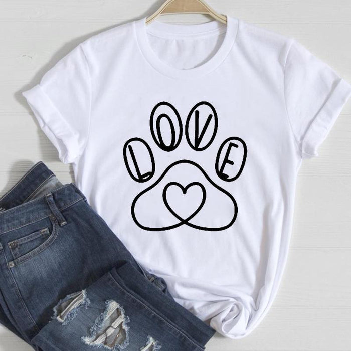 Cat Cute Printed European And American Short Sleeve