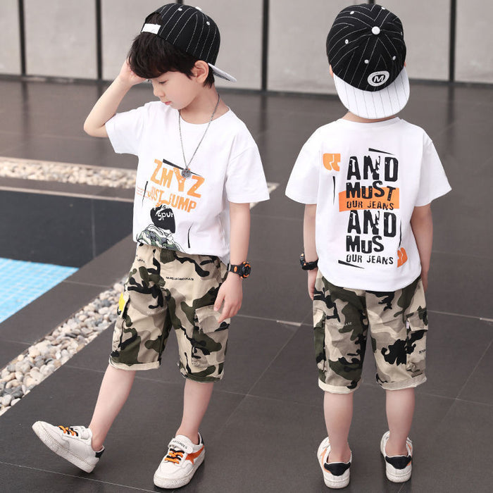 Boys' Printed Short Sleeve Shorts Set