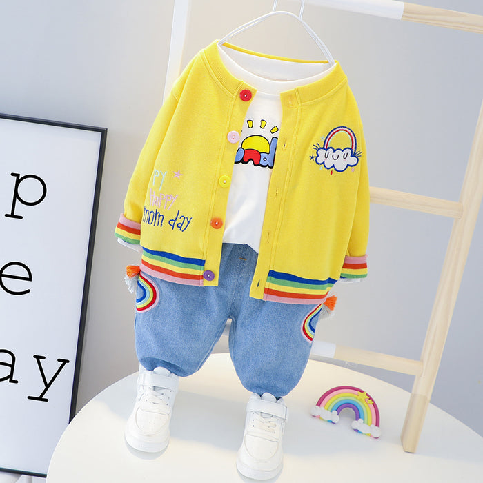 Rainbow Long Sleeve Kids Three-piece Set