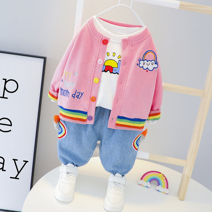 Rainbow Long Sleeve Kids Three-piece Set