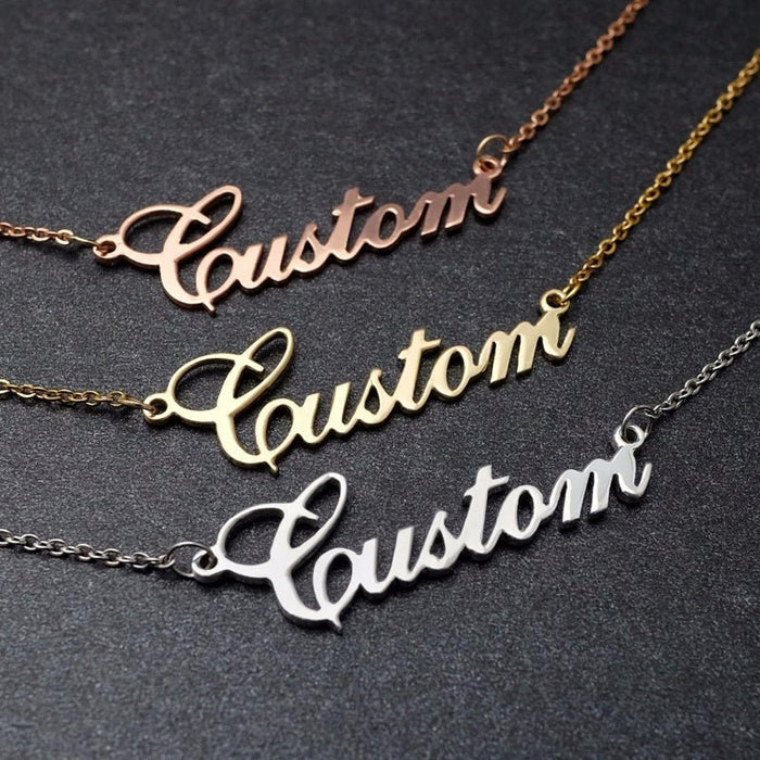 18k Gold Plated Name Necklace Personalized Custom Stainless steel Initial - Muska storeMuska storemuskastore