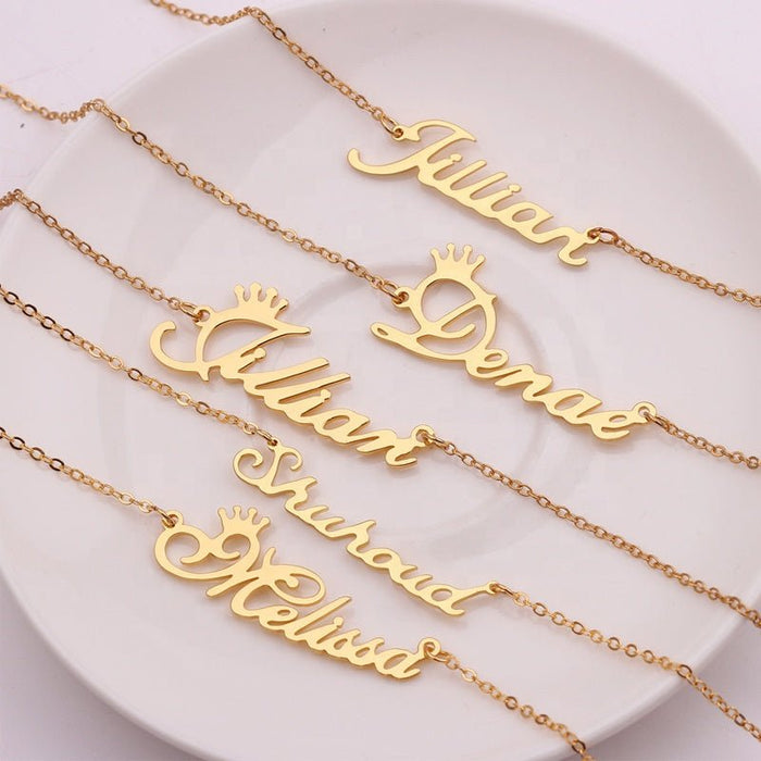 18k Gold Plated Name Necklace Personalized Custom Stainless steel Initial - Muska storeMuska storemuskastore